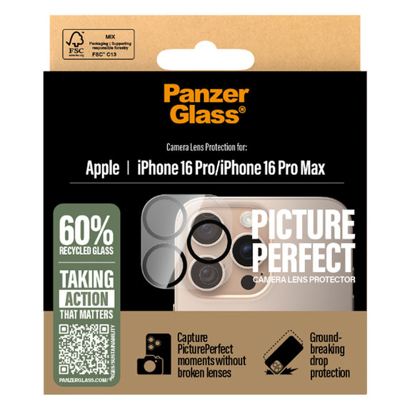 PanzerGlass - Camera Lens Protector PicturePerfect for iPhone 16 Pro and 16 Pro Max, transparent