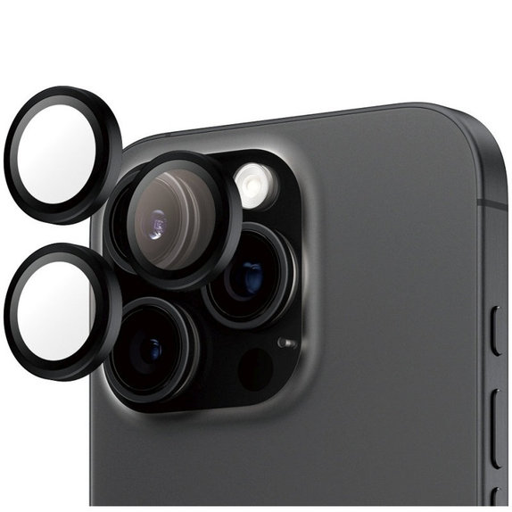 Hoops Camera Lens Protector for iPhone 16 Pro Max/16 Pro, Black, PanzerGlass