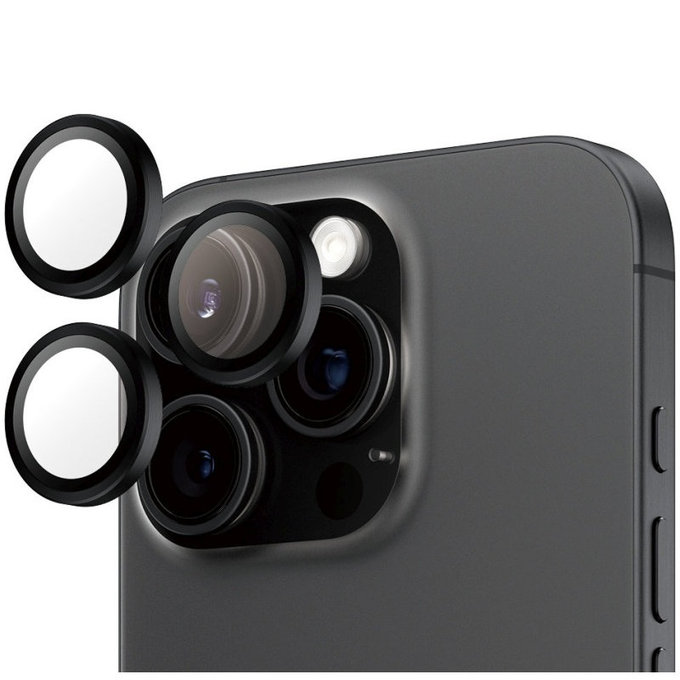 Hoops Camera Lens Protector for iPhone 16 Pro Max/16 Pro, Black, PanzerGlass