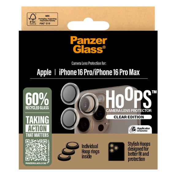 PanzerGlass - Camera Lens Protector Hoops for iPhone 16 Pro and 16 Pro Max, transparent