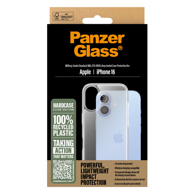PanzerGlass - Case HardCase for iPhone 16, transparent