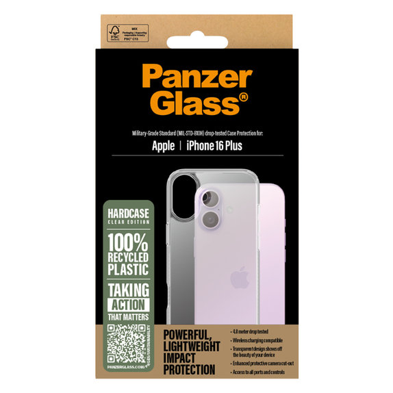 PanzerGlass - Case HardCase for iPhone 16 Plus, transparent