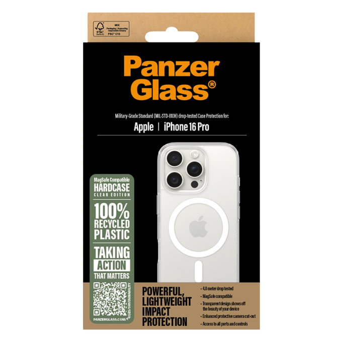 PanzerGlass - Case HardCase with MagSafe for iPhone 16 Pro, transparent