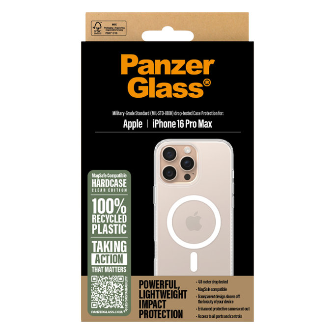 PanzerGlass - Case HardCase with MagSafe for iPhone 16 Max Pro, transparent
