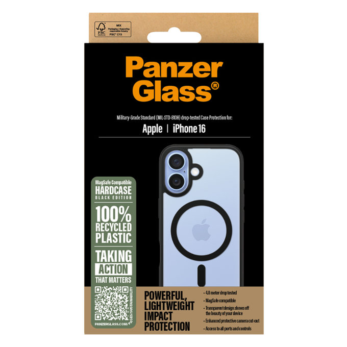 PanzerGlass - Case HardCase with MagSafe for iPhone 16, black