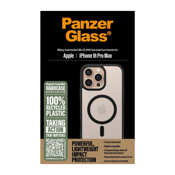 Case HardCase with MagSafe for iPhone 16 Pro Max, Black, PanzerGlass