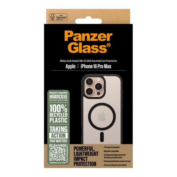 Case HardCase with MagSafe for iPhone 16 Pro Max, Black, PanzerGlass