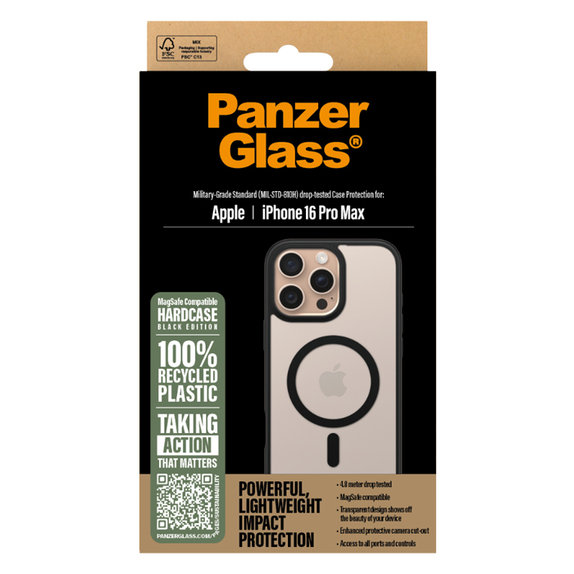 Case HardCase with MagSafe for iPhone 16 Pro Max, Black, PanzerGlass