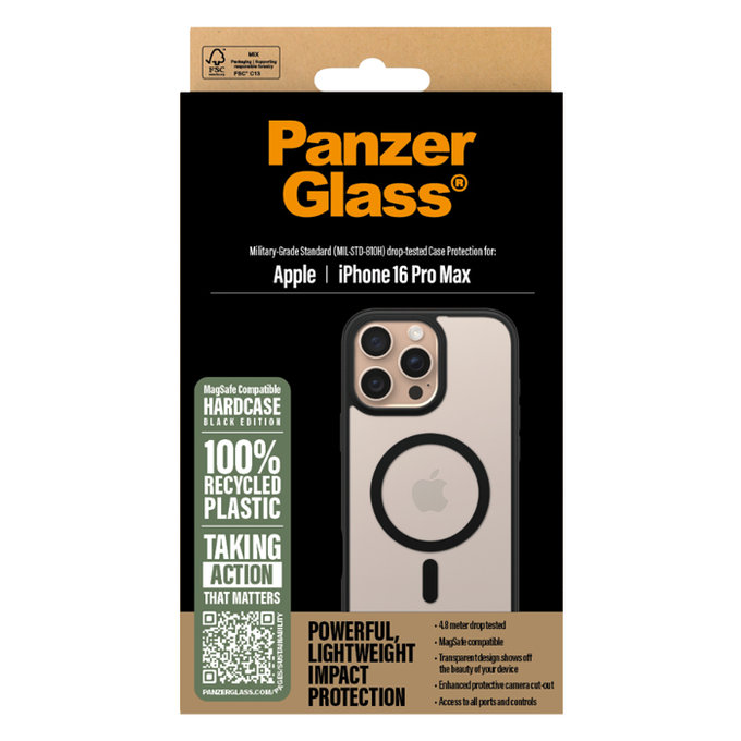 Case HardCase with MagSafe for iPhone 16 Pro Max, Black, PanzerGlass