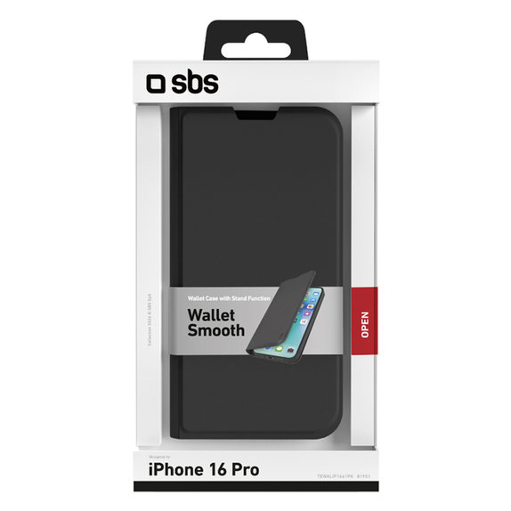 SBS - Case Book Wallet Smooth for iPhone 16 Pro, black