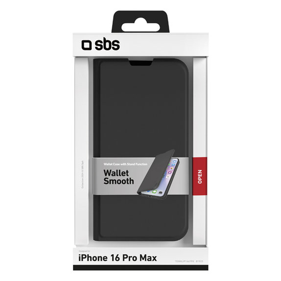 SBS - Case Book Wallet Smooth for iPhone 16 Pro Max, black