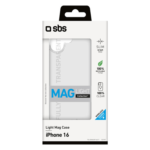 SBS - Case Light Mag with MagSafe for iPhone 16, transparent