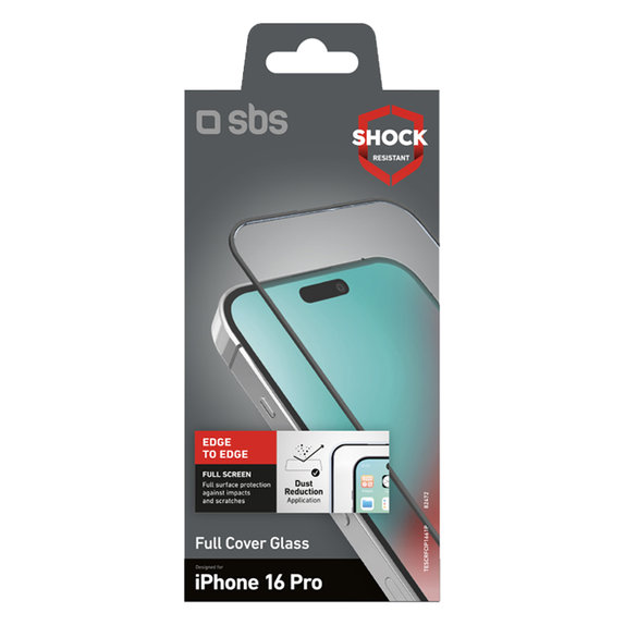 SBS - Tempered Glass Full Cover for iPhone 16 Pro, black