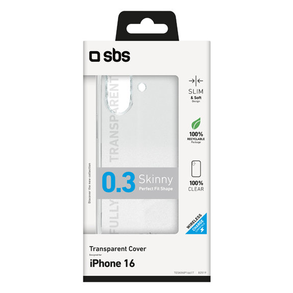 SBS - Case Skinny for iPhone 16, transparent