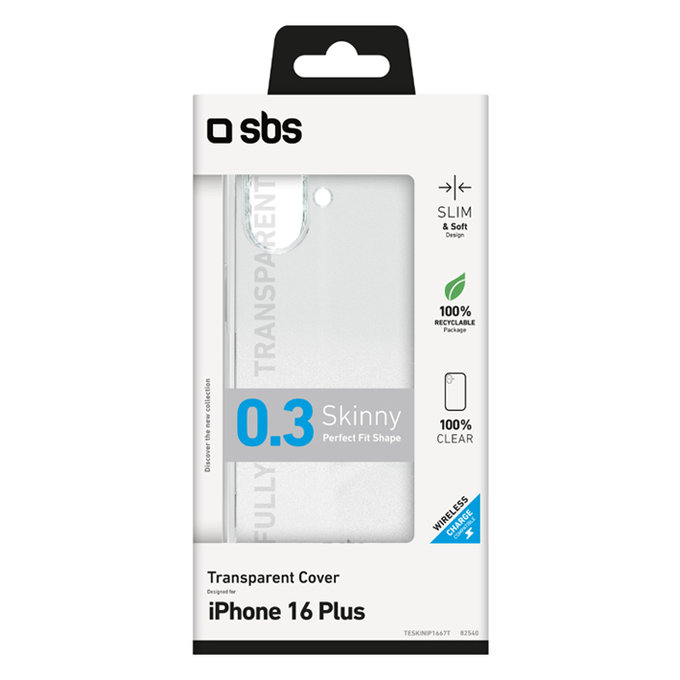 SBS - Case Skinny for iPhone 16 Plus, transparent