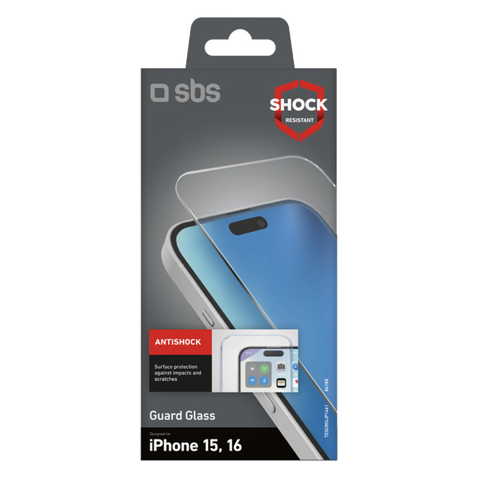 SBS - Tempered Glass Guard Glass for iPhone 16, transparent