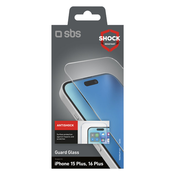 SBS - Tempered Glass Guard Glass for iPhone 16 Plus, transparent