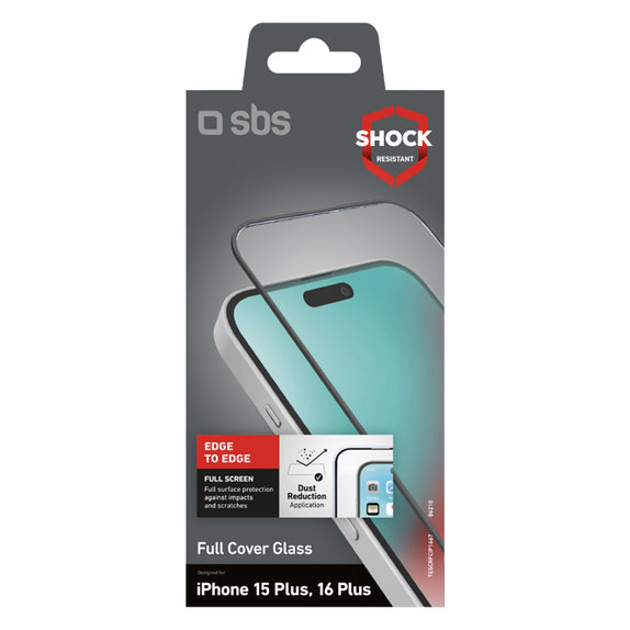 SBS - Tempered Glass Full Cover for iPhone 16 Plus, black