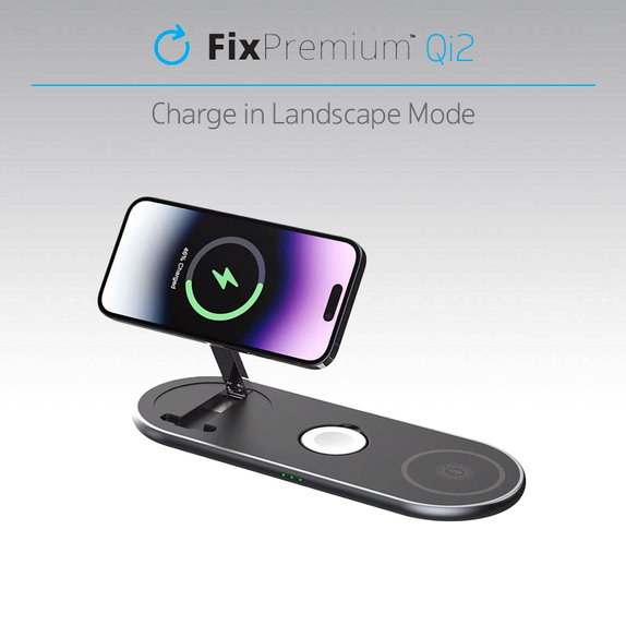 FixPremium - Charging Stand with Qi2 for iPhone, Apple Watch & AirPods, black
