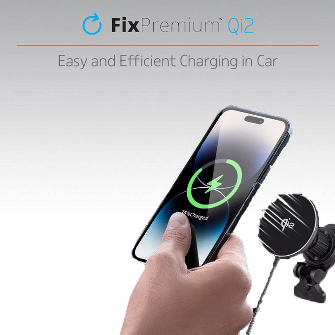 FixPremium - MagSafe Car Charger with Qi2, black