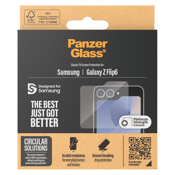 Tempered Glass Classic Fit for Samsung Galaxy Z Flip6, Clear, PanzerGlass
