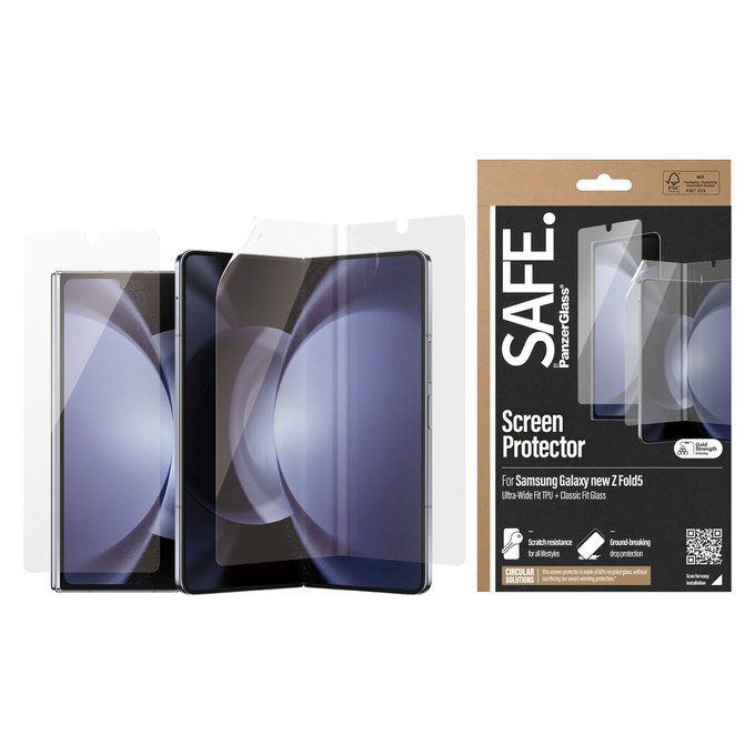 Protective Film UWF and Tempered Glass for Samsung Galaxy Z Fold6, Clear, SAFE by PanzerGlass
