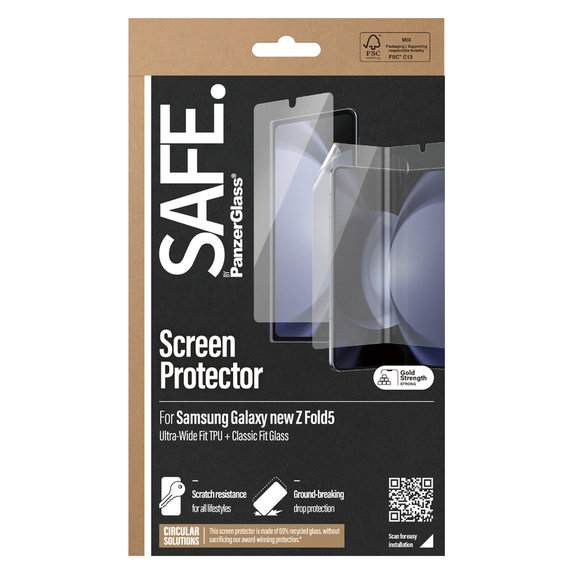 Protective Film UWF and Tempered Glass for Samsung Galaxy Z Fold6, Clear, SAFE by PanzerGlass