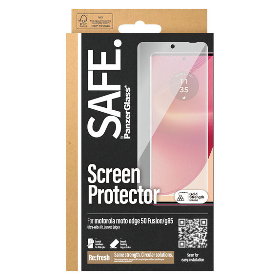 Tempered Glass UWF for Motorola Moto G85 5G/Edge 50 Fusion, Black, SAFE by PanzerGlass
