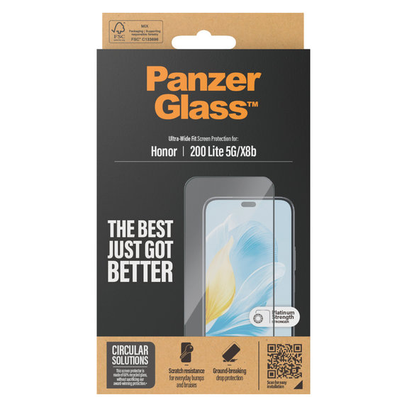 Tempered Glass UWF for Honor 200 Lite, Black, PanzerGlass