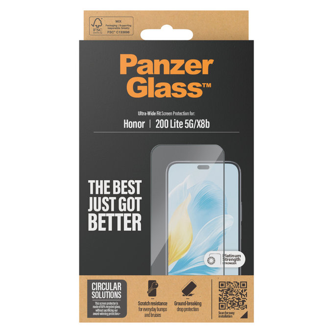 Tempered Glass UWF for Honor 200 Lite, Black, PanzerGlass