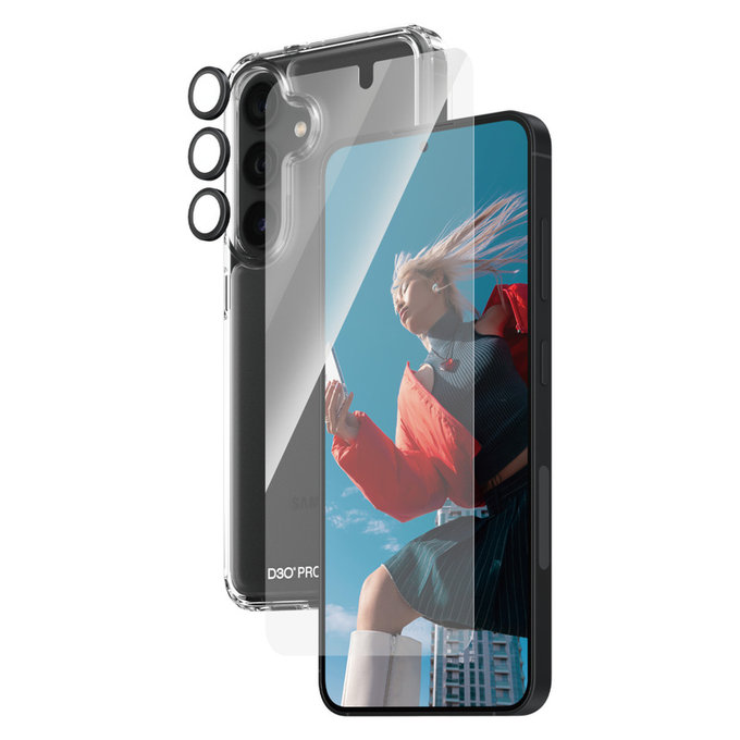 Bundle Hoops + Tempered Glass UWF + Hard Case D3O for Samsung Galaxy S24, PanzerGlass