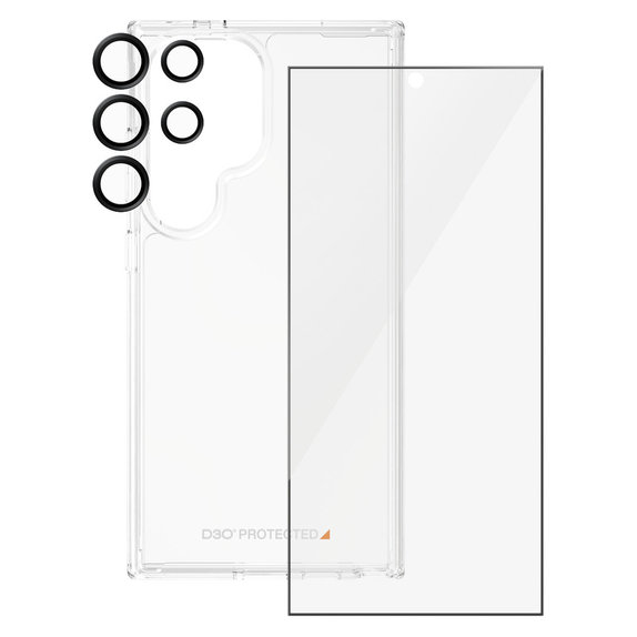 Bundle Hoops + Tempered Glass UWF + Hard Case D3O for Samsung Galaxy S24 Ultra, PanzerGlass