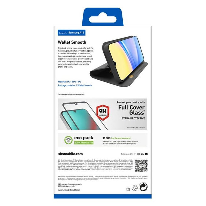 SBS - Case Book Wallet Smooth for Samsung Galaxy A16, black