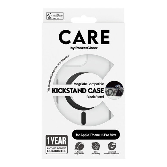 Kickstand Case with MagSafe for iPhone 16 Pro Max, Black, CARE