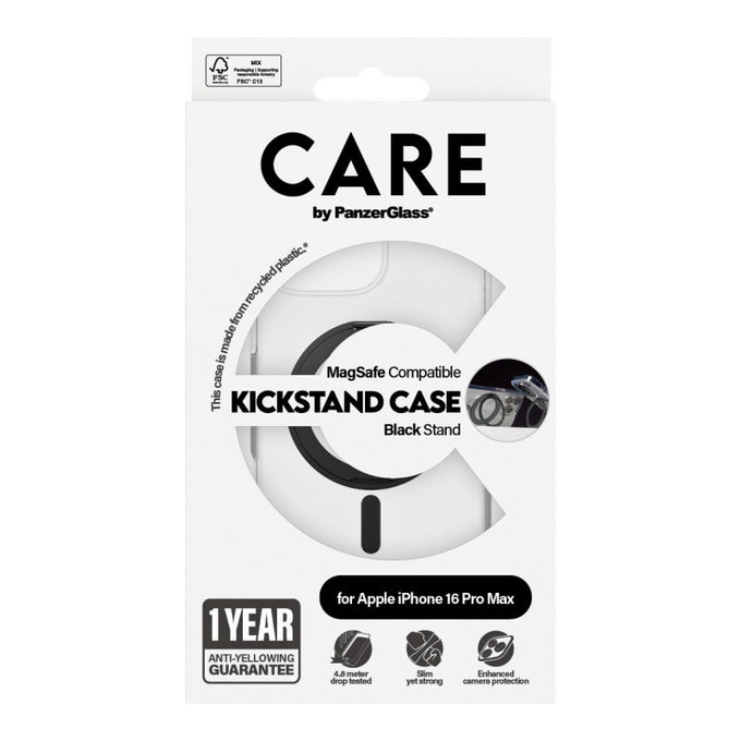 Kickstand Case with MagSafe for iPhone 16 Pro Max, Black, CARE