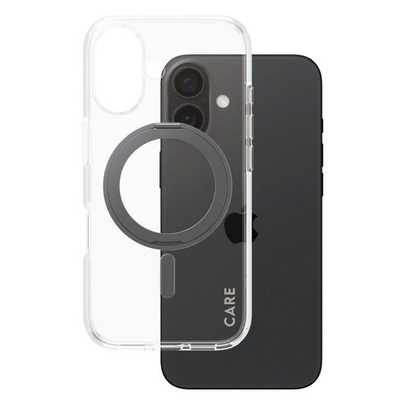 Kickstand Case with MagSafe for iPhone 16, Black, CARE