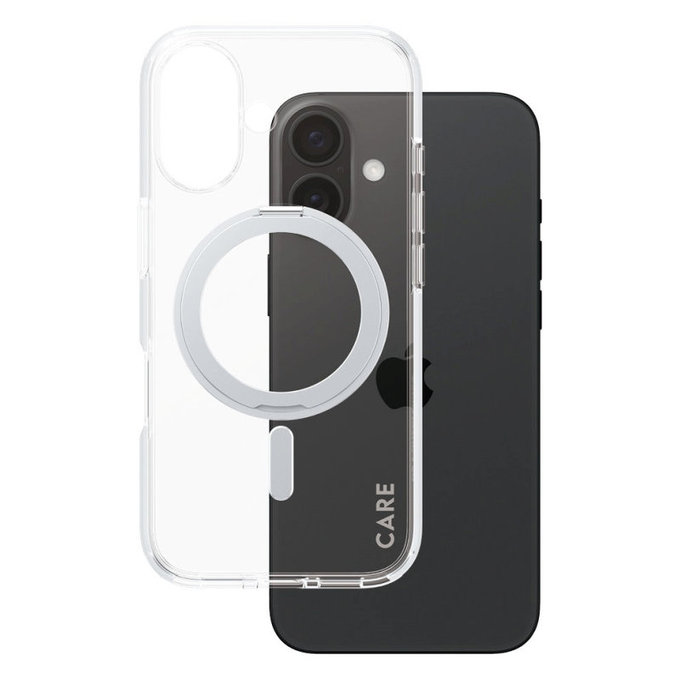 Kickstand Case with MagSafe for iPhone 16, Silver, CARE