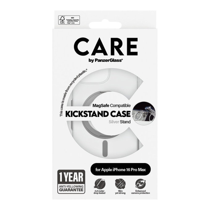 Kickstand Case with MagSafe for iPhone 16 Pro Max, Silver, CARE