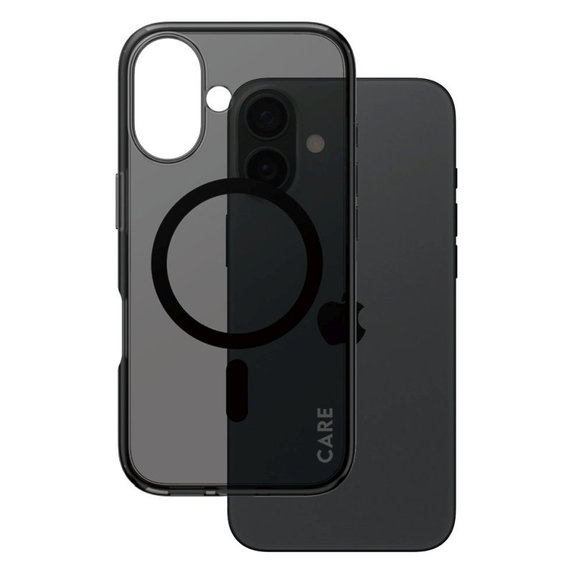 Smokey Case with MagSafe for iPhone 16, Black, CARE