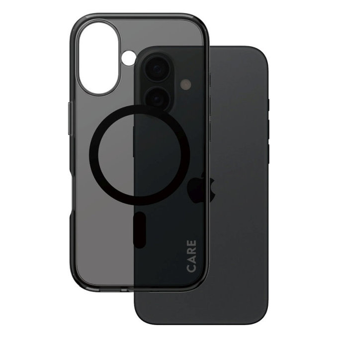 Smokey Case with MagSafe for iPhone 16, Black, CARE