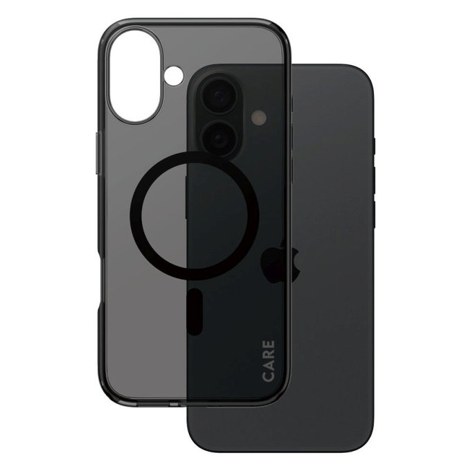 Smokey Case with MagSafe for iPhone 16 Plus, Black, CARE