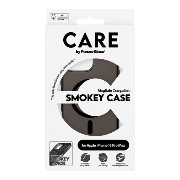 Smokey Case with MagSafe for iPhone 16 Pro Max, Black, CARE
