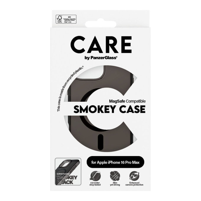 Smokey Case with MagSafe for iPhone 16 Pro Max, Black, CARE