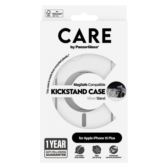 Case Kickstand with MagSAFE by PanzerGlass for iPhone 15 Pro Max, Silver, PanzerGlass