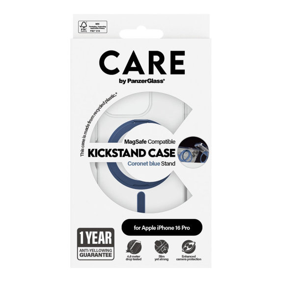 Kickstand Case with MagSafe for iPhone 16 Pro, Blue, CARE