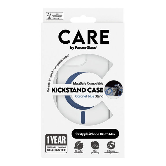 Kickstand Case with MagSafe for iPhone 16 Pro Max, Blue, CARE