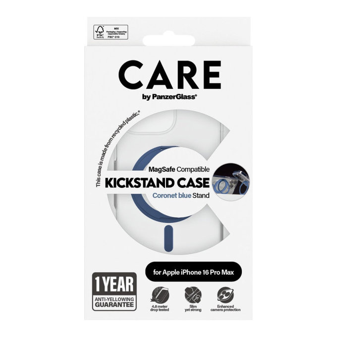 Kickstand Case with MagSafe for iPhone 16 Pro Max, Blue, CARE