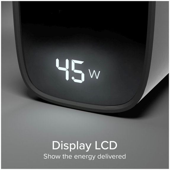 Travel Adapter LCD USB-C, GaN, 45 W PD, black, SBS