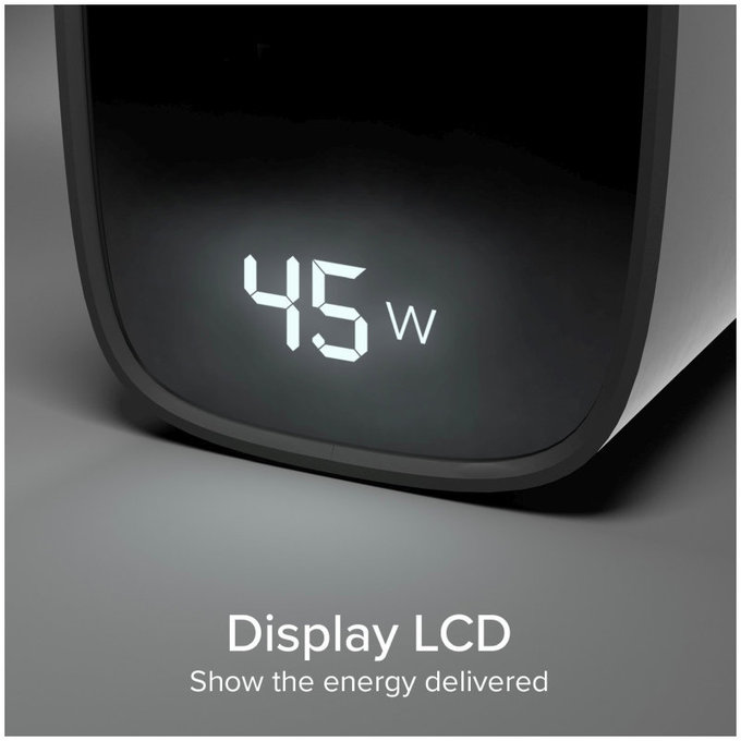 Travel Adapter LCD USB-C, GaN, 45 W PD, black, SBS
