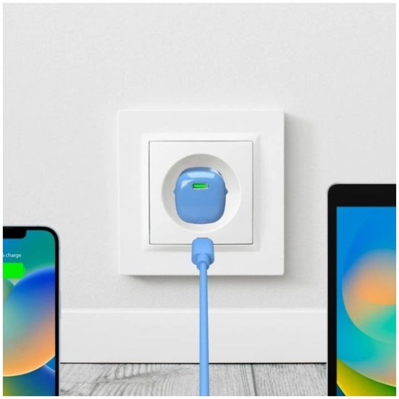 PURO - Charging Adapter MiniPro USB-C, GaN, 20W, blue lagon